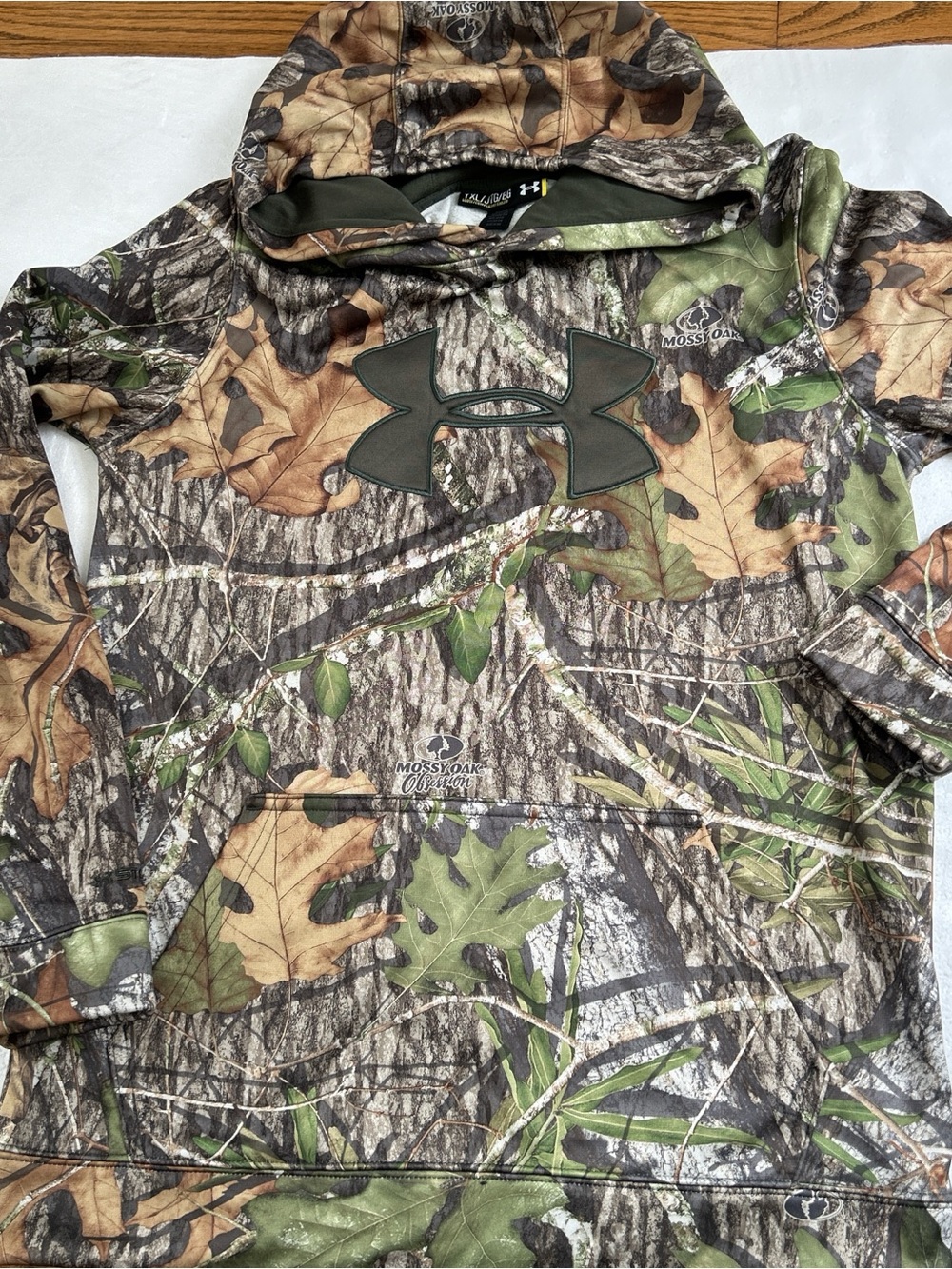 Under Armour mossy oak storm 1 fleece hoodie sweatshirt hunting camo boys xl